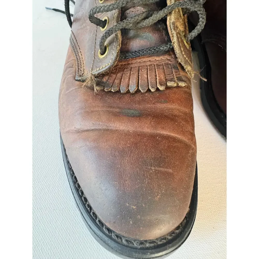 Vintage USA Made Leather Work Boots Aero Glide Soles Brown Men's 8.5D?
